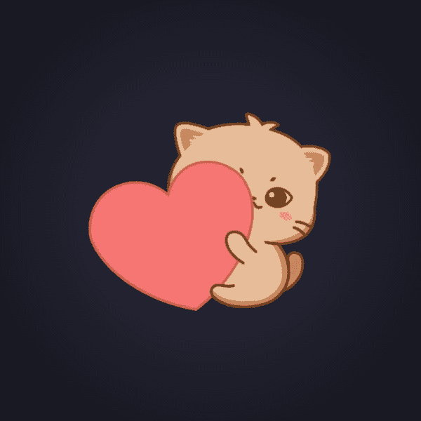 Blushing Cat Heart Hug