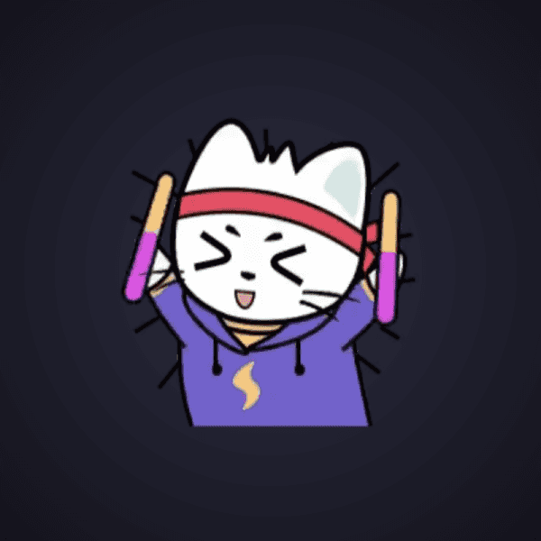 Cheering Cat With Glow Sticks
