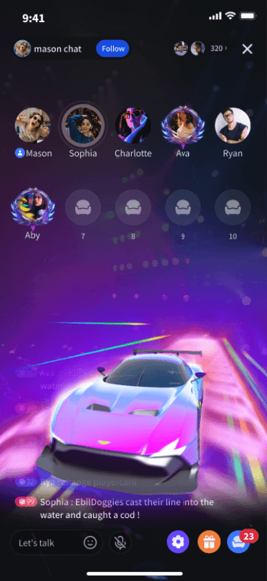 Neon Purple Sports Car