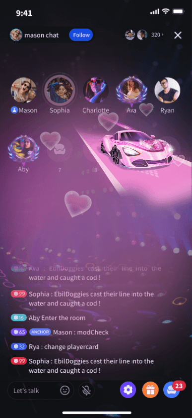 Pink Love Sports Car