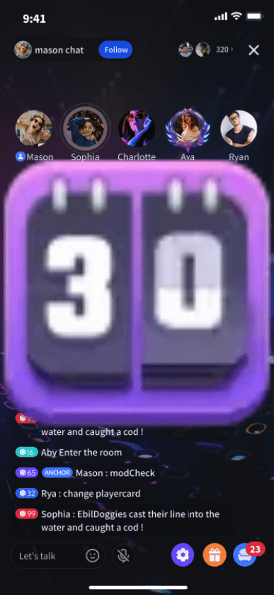 Purple Numeric Flip Clock