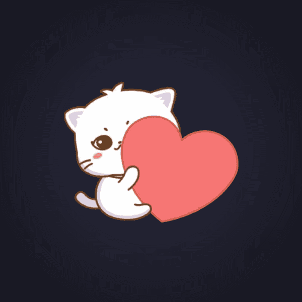 White Cat Heart Hug