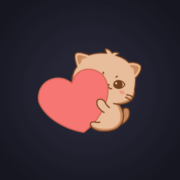 Blushing Cat Heart Hug
