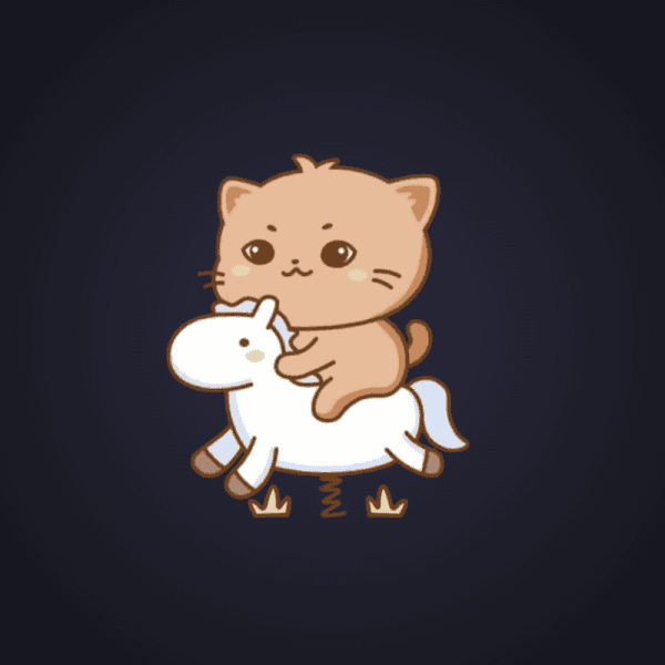 Cute Cat On Rocking Horse