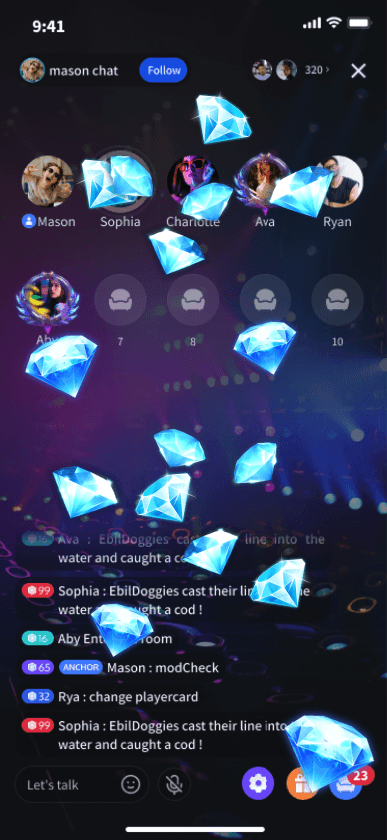 Falling Blue Diamonds