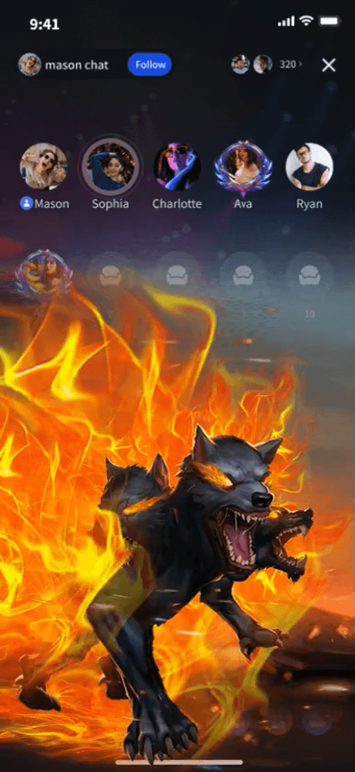 Fiery Three-headed Wolf