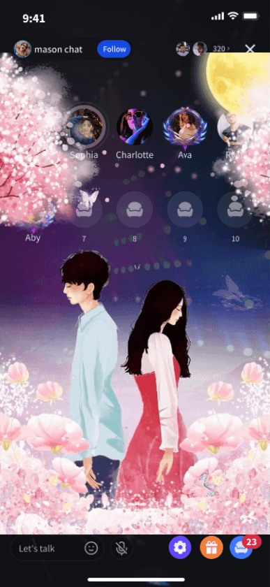 Moonlit Cherry Blossom Couple