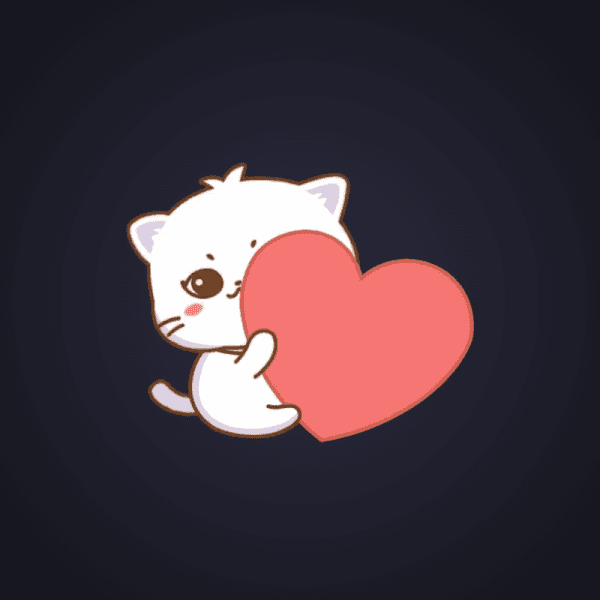 White Cat Heart Hug